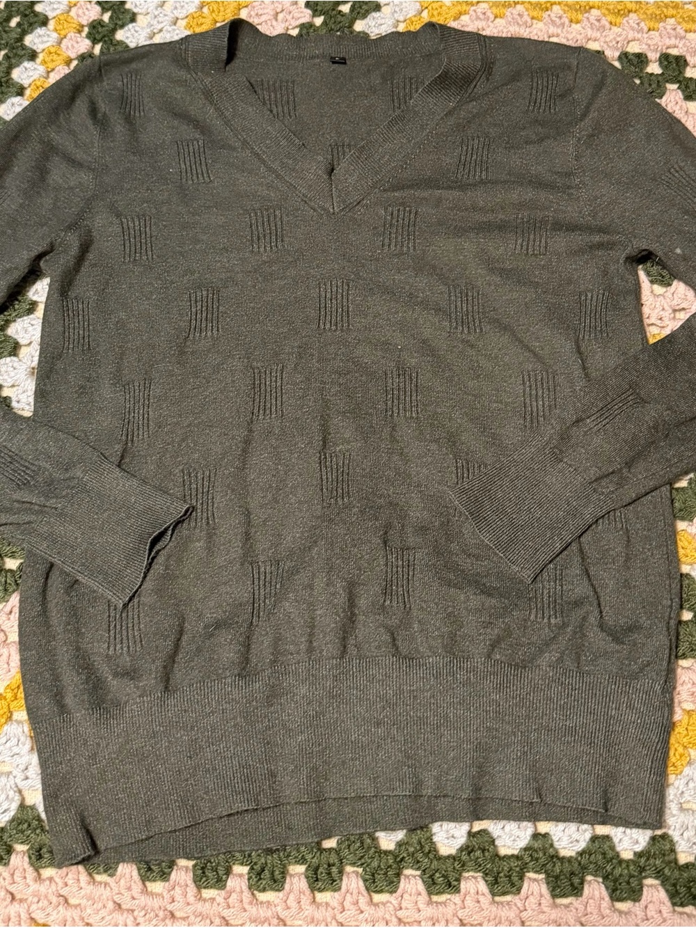 V-neck Women's Sweater in Olive Green